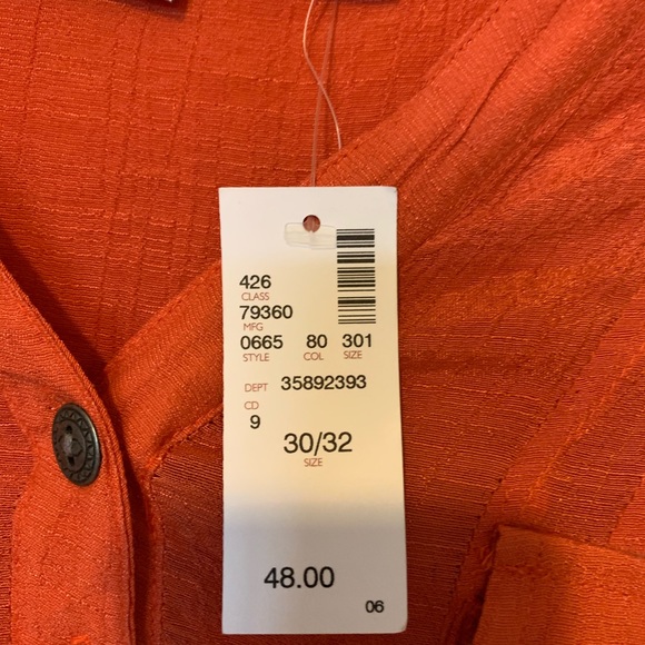 NWT, Avenue, Orange Blouse w Pockets, Size 30-32 - Picture 4 of 8